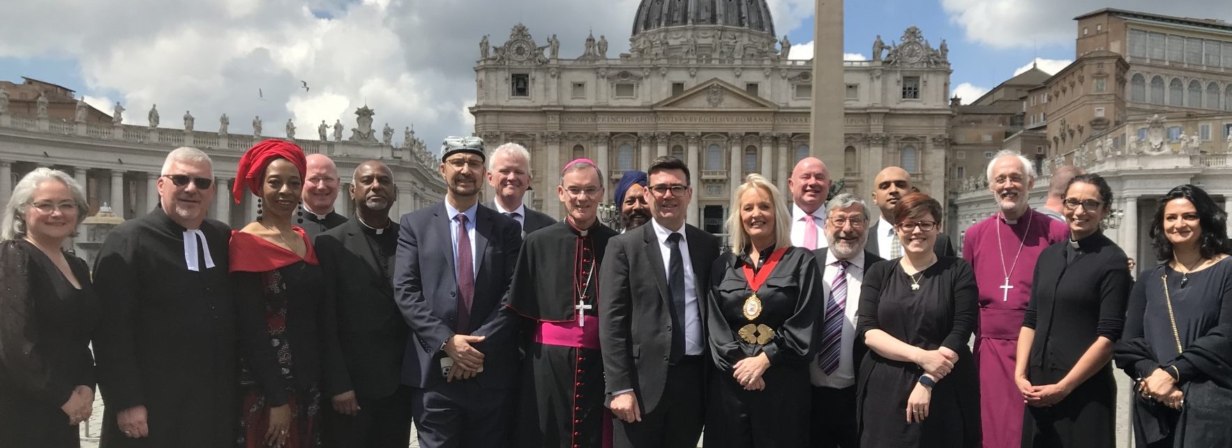 Faith leaders from across Greater Manchester with Andy Burnham in Rome.